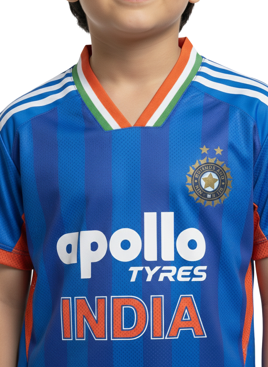 Official-Inspired Team India Kids Fan Jersey 2026 (Customizable)